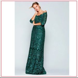 NWT TADASHI SHOJI LIEM OFF-THE-SHOULDER SEQUIN GOWN